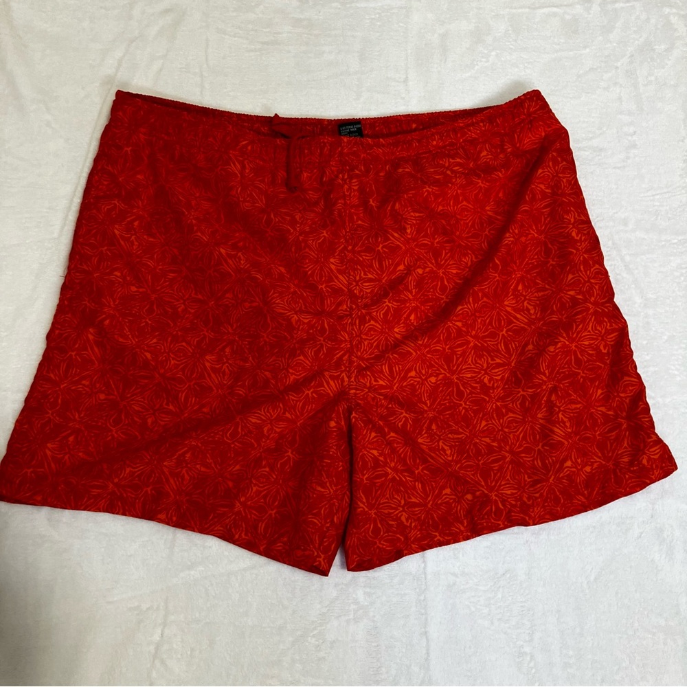 🩳Trader Bay Men’s Swim Trunks – Orange & Red- Drawstring Size Large